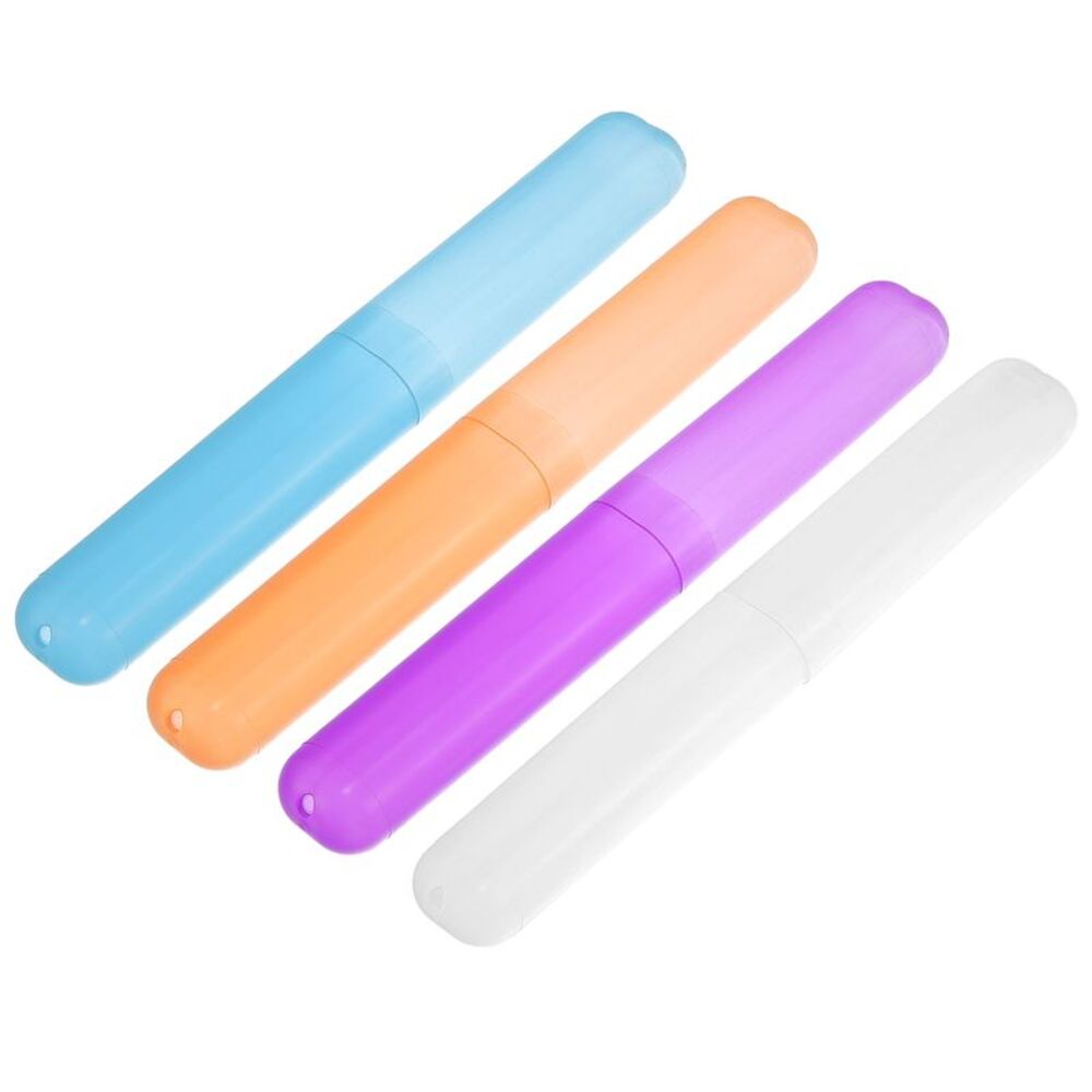 4 Pcs Traveling Toothbrush Holders Case White Purple Blue Orange 7.48"x1.06"